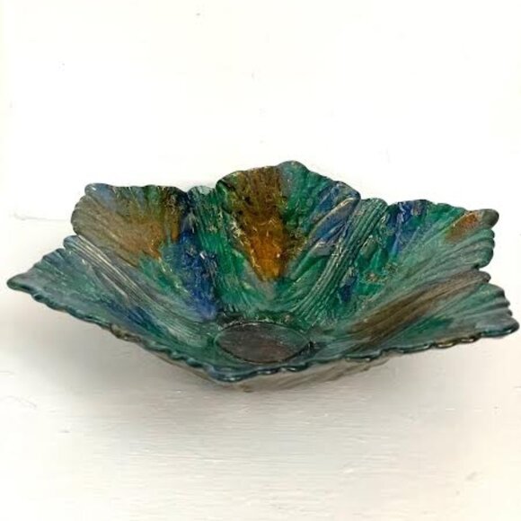 Vintage French Laque Line Lacquered Glass Bowl -Hand Made in France - Picture 1 of 8